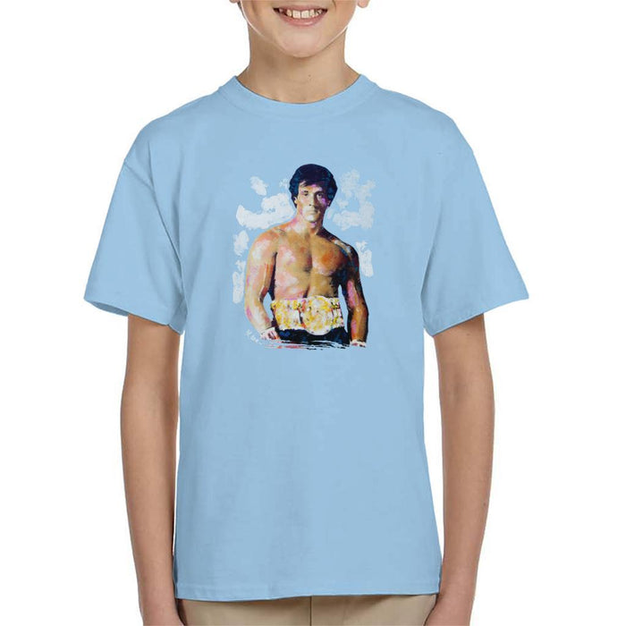 Sidney Maurer Original Portrait Of Sylvester Stallone Belt Kids T-Shirt - Kids Boys T-Shirt