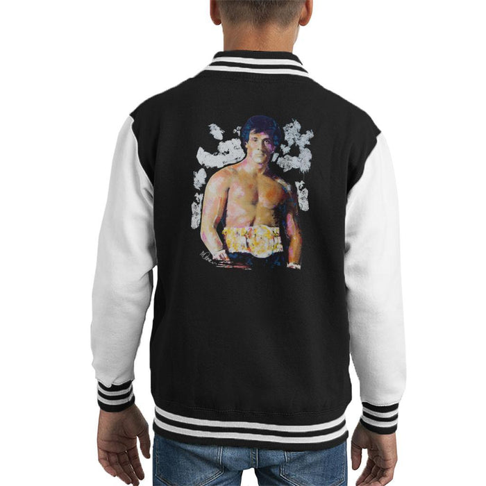 Sidney Maurer Original Portrait Of Sylvester Stallone Belt Kids Varsity Jacket - Kids Boys Varsity Jacket