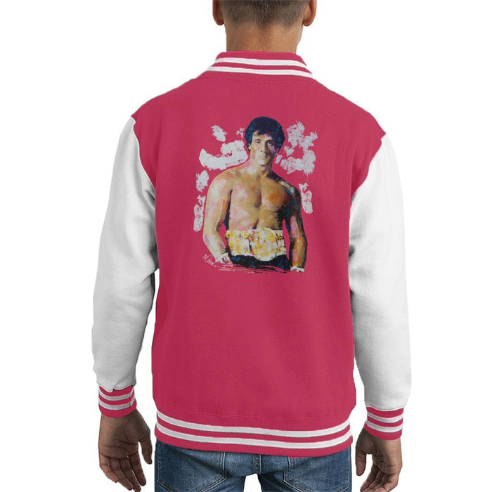 Sidney Maurer Original Portrait Of Sylvester Stallone Belt Kids Varsity Jacket - Kids Boys Varsity Jacket