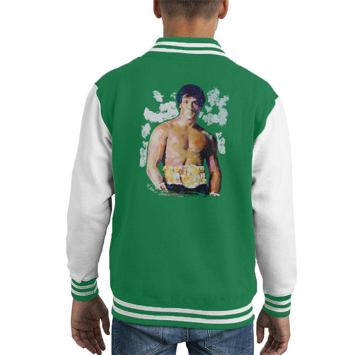 Sidney Maurer Original Portrait Of Sylvester Stallone Belt Kids Varsity Jacket - Kids Boys Varsity Jacket