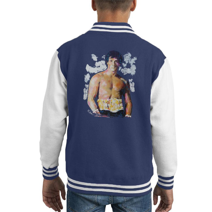 Sidney Maurer Original Portrait Of Sylvester Stallone Belt Kids Varsity Jacket - Kids Boys Varsity Jacket