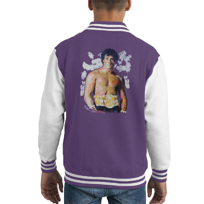 Sidney Maurer Original Portrait Of Sylvester Stallone Belt Kids Varsity Jacket - Kids Boys Varsity Jacket