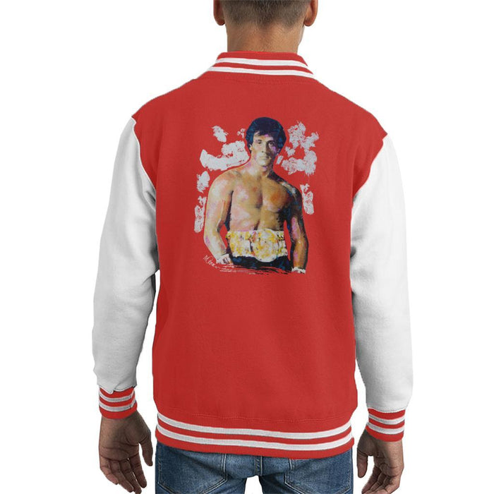 Sidney Maurer Original Portrait Of Sylvester Stallone Belt Kids Varsity Jacket - Kids Boys Varsity Jacket