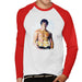 Sidney Maurer Original Portrait Of Sylvester Stallone Belt Mens Baseball Long Sleeved T-Shirt - Small / White/Red - Mens Baseball Long