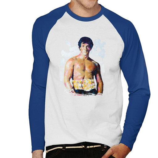 Sidney Maurer Original Portrait Of Sylvester Stallone Belt Mens Baseball Long Sleeved T-Shirt - Mens Baseball Long Sleeved T-Shirt