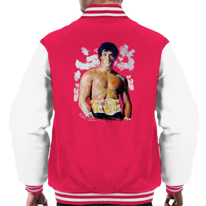 Sidney Maurer Original Portrait Of Sylvester Stallone Belt Mens Varsity Jacket - Mens Varsity Jacket