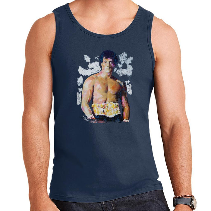 Sidney Maurer Original Portrait Of Sylvester Stallone Belt Mens Vest - Small / Navy Blue - Mens Vest