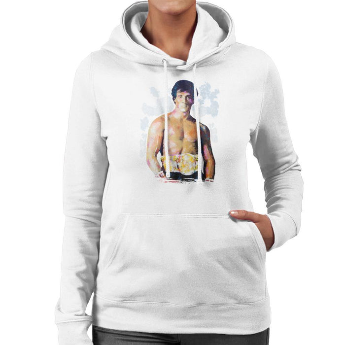 Sidney Maurer Original Portrait Of Sylvester Stallone Belt Womens Hooded Sweatshirt - Womens Hooded Sweatshirt