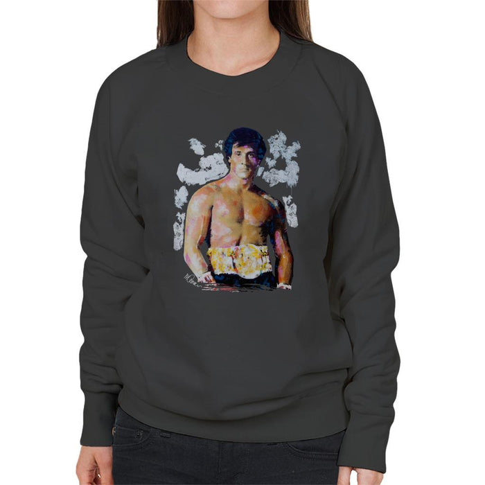 Sidney Maurer Original Portrait Of Sylvester Stallone Belt Womens Sweatshirt - Womens Sweatshirt