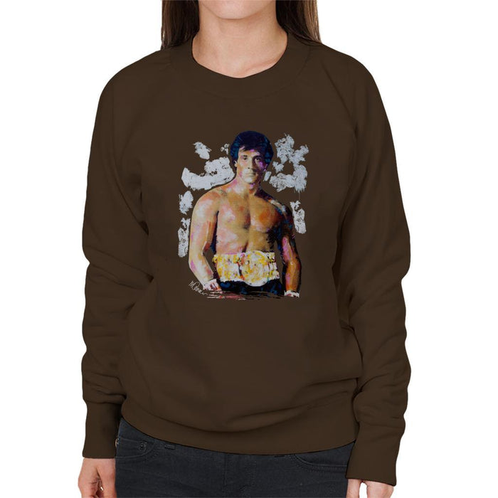 Sidney Maurer Original Portrait Of Sylvester Stallone Belt Womens Sweatshirt - Womens Sweatshirt