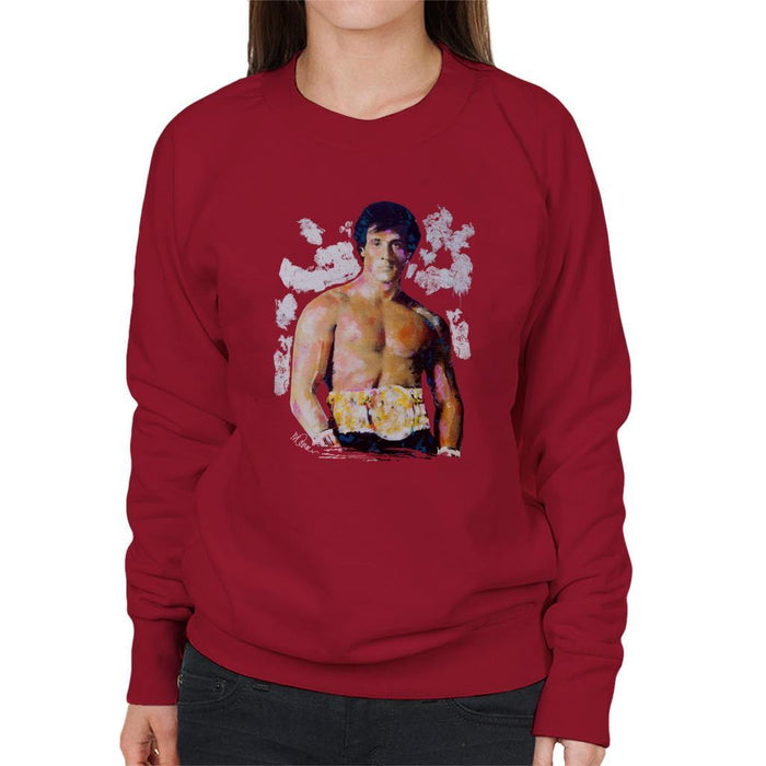 Sidney Maurer Original Portrait Of Sylvester Stallone Belt Womens Sweatshirt - Womens Sweatshirt