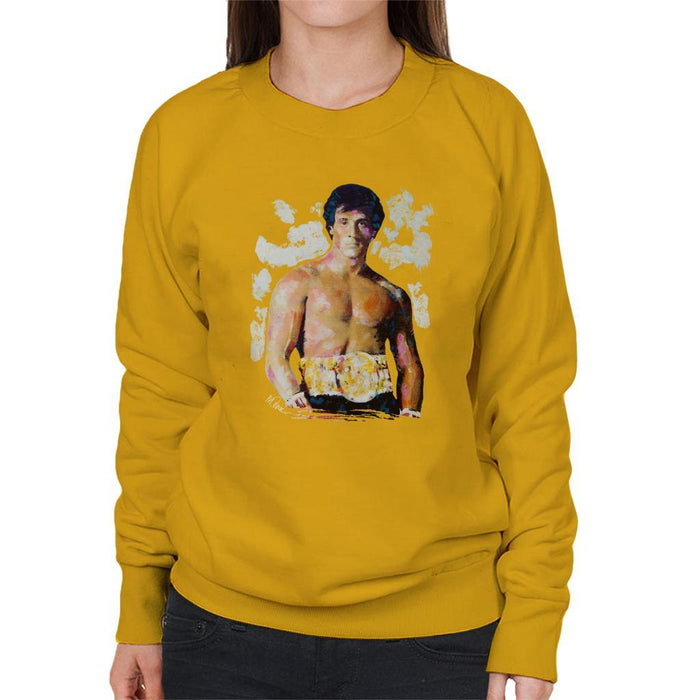 Sidney Maurer Original Portrait Of Sylvester Stallone Belt Womens Sweatshirt - Womens Sweatshirt