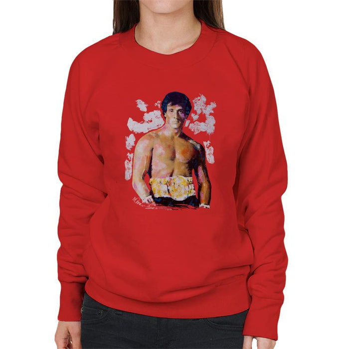 Sidney Maurer Original Portrait Of Sylvester Stallone Belt Womens Sweatshirt - Womens Sweatshirt