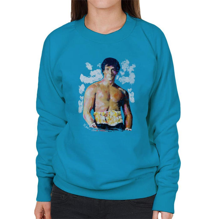 Sidney Maurer Original Portrait Of Sylvester Stallone Belt Womens Sweatshirt - Womens Sweatshirt