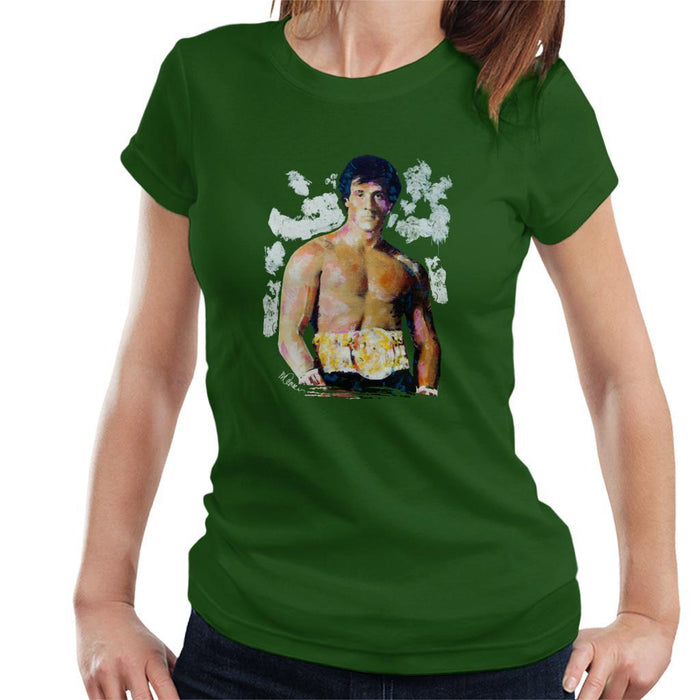 Sidney Maurer Original Portrait Of Sylvester Stallone Belt Womens T-Shirt - Womens T-Shirt