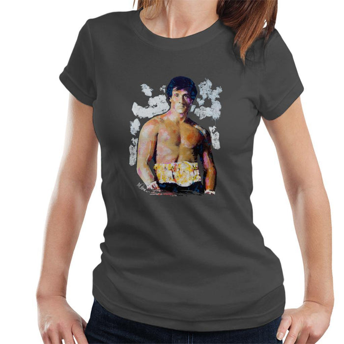 Sidney Maurer Original Portrait Of Sylvester Stallone Belt Womens T-Shirt - Womens T-Shirt