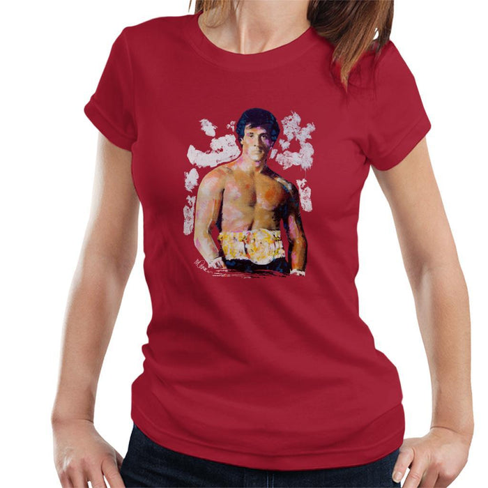 Sidney Maurer Original Portrait Of Sylvester Stallone Belt Womens T-Shirt - Womens T-Shirt