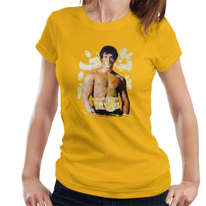 Sidney Maurer Original Portrait Of Sylvester Stallone Belt Womens T-Shirt - Womens T-Shirt