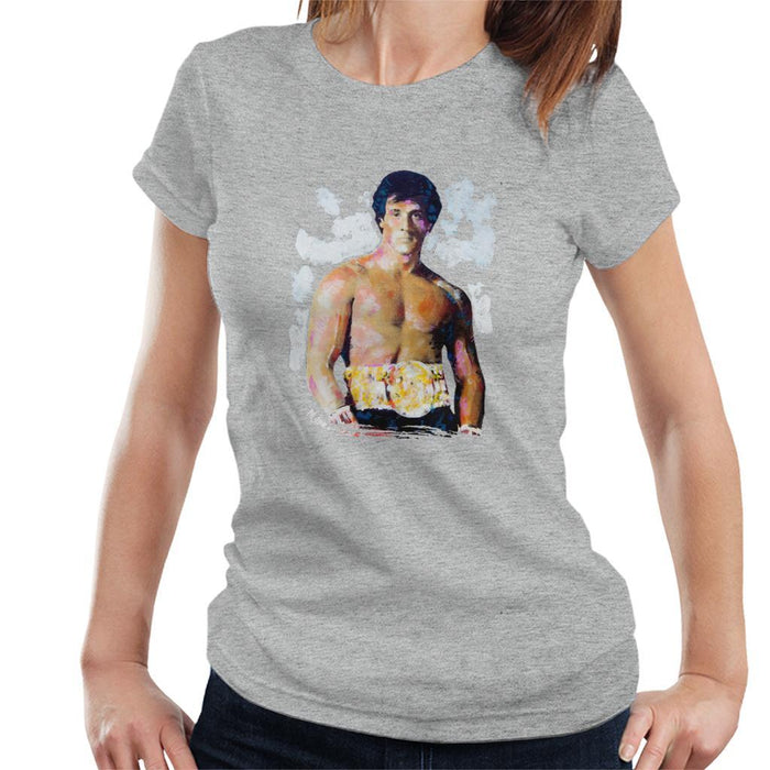 Sidney Maurer Original Portrait Of Sylvester Stallone Belt Womens T-Shirt - Womens T-Shirt