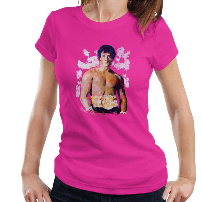 Sidney Maurer Original Portrait Of Sylvester Stallone Belt Womens T-Shirt - Womens T-Shirt