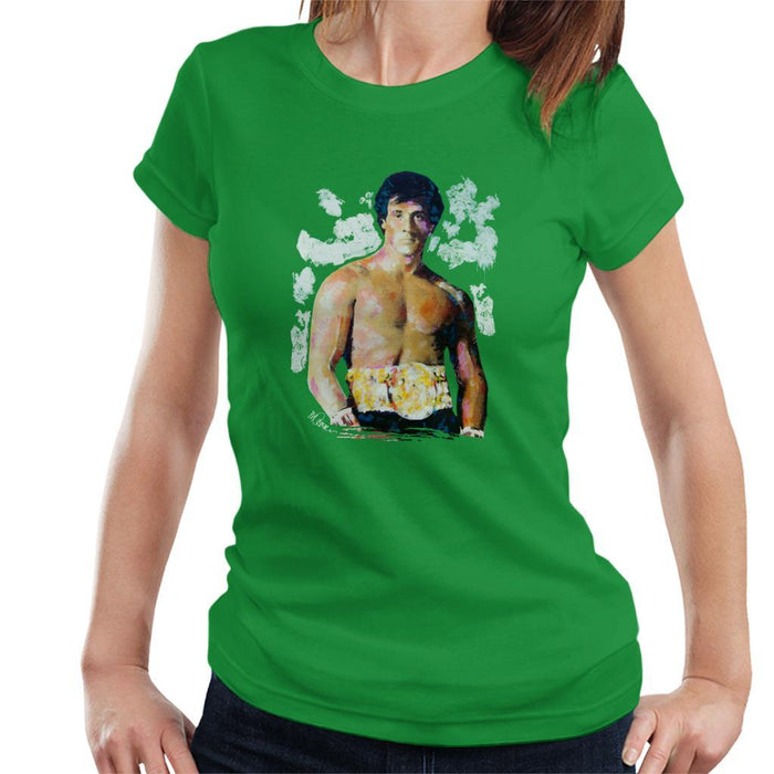Sidney Maurer Original Portrait Of Sylvester Stallone Belt Womens T-Shirt - Womens T-Shirt