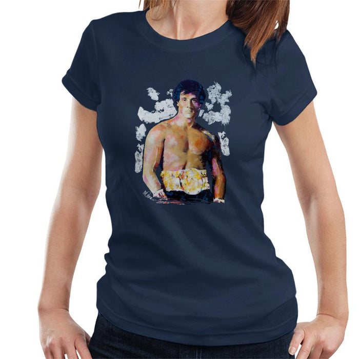 Sidney Maurer Original Portrait Of Sylvester Stallone Belt Womens T-Shirt - Womens T-Shirt