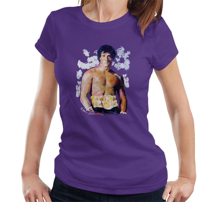 Sidney Maurer Original Portrait Of Sylvester Stallone Belt Womens T-Shirt - Womens T-Shirt