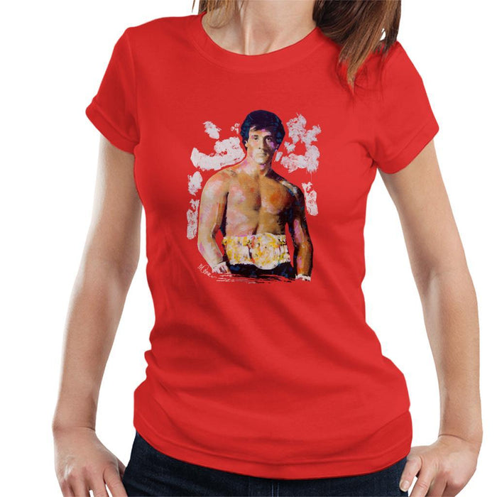 Sidney Maurer Original Portrait Of Sylvester Stallone Belt Womens T-Shirt - Womens T-Shirt