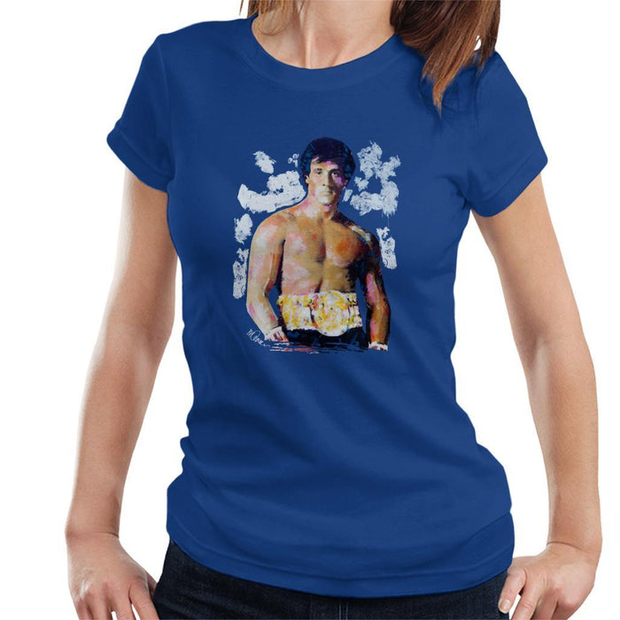 Sidney Maurer Original Portrait Of Sylvester Stallone Belt Womens T-Shirt - Womens T-Shirt