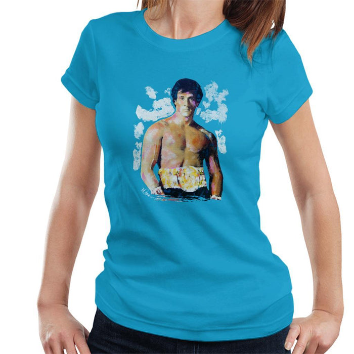 Sidney Maurer Original Portrait Of Sylvester Stallone Belt Womens T-Shirt - Womens T-Shirt