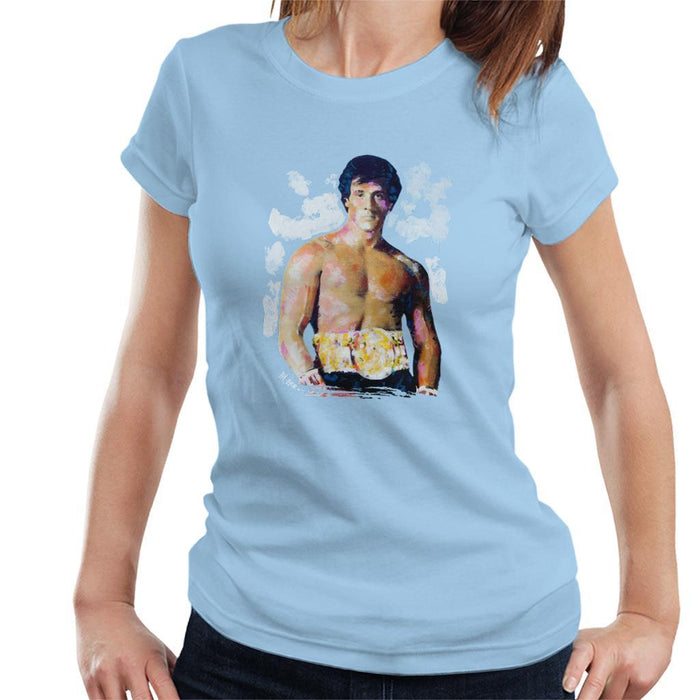 Sidney Maurer Original Portrait Of Sylvester Stallone Belt Womens T-Shirt - Womens T-Shirt