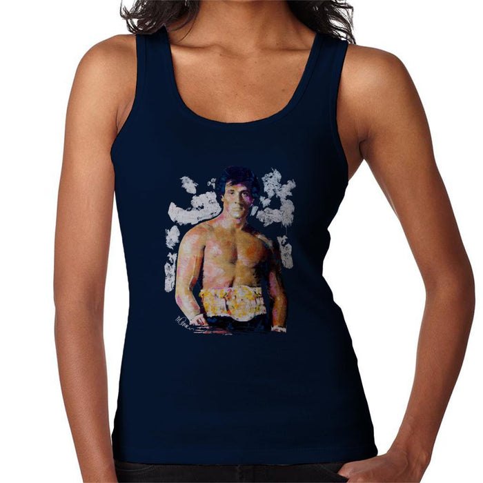 Sidney Maurer Original Portrait Of Sylvester Stallone Belt Womens Vest - Small / Navy Blue - Womens Vest