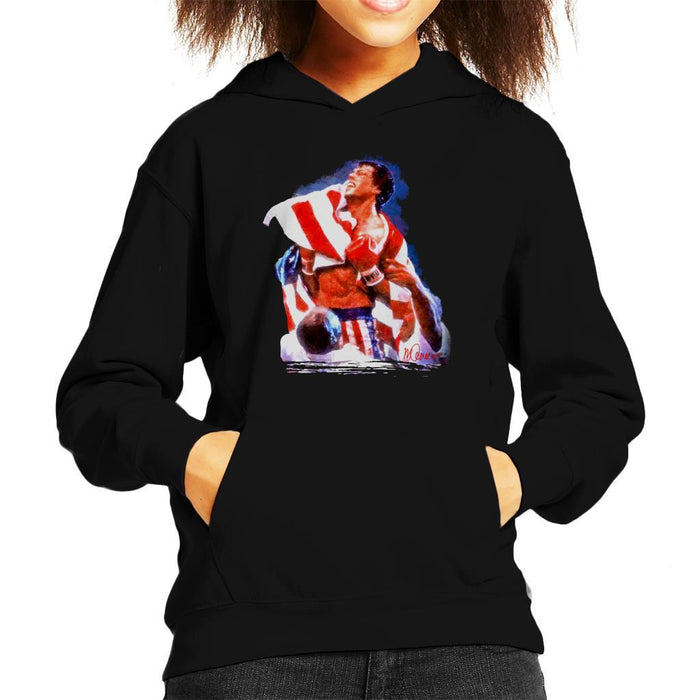 Sidney Maurer Original Portrait Of Sylvester Stallone Rocky IV Kids Hooded Sweatshirt - Kids Boys Hooded Sweatshirt