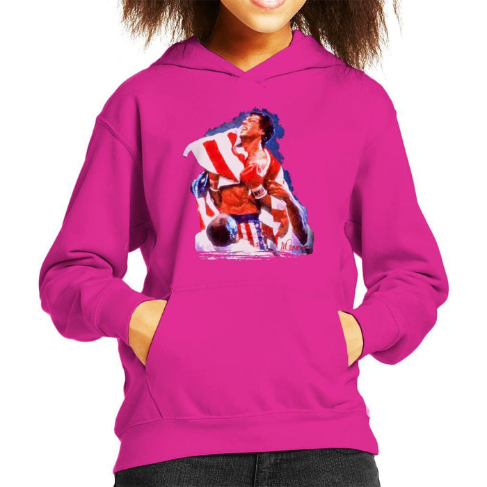 Sidney Maurer Original Portrait Of Sylvester Stallone Rocky IV Kids Hooded Sweatshirt - Kids Boys Hooded Sweatshirt
