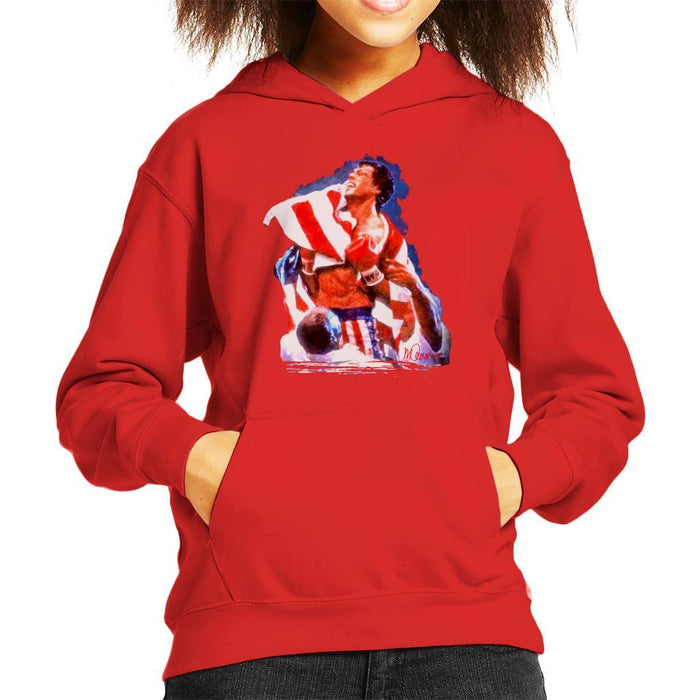 Sidney Maurer Original Portrait Of Sylvester Stallone Rocky IV Kids Hooded Sweatshirt - Kids Boys Hooded Sweatshirt