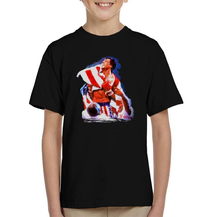 Sidney Maurer Original Portrait Of Sylvester Stallone Rocky IV Kids T-Shirt - Kids Boys T-Shirt
