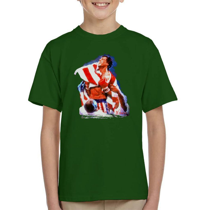 Sidney Maurer Original Portrait Of Sylvester Stallone Rocky IV Kids T-Shirt - Kids Boys T-Shirt