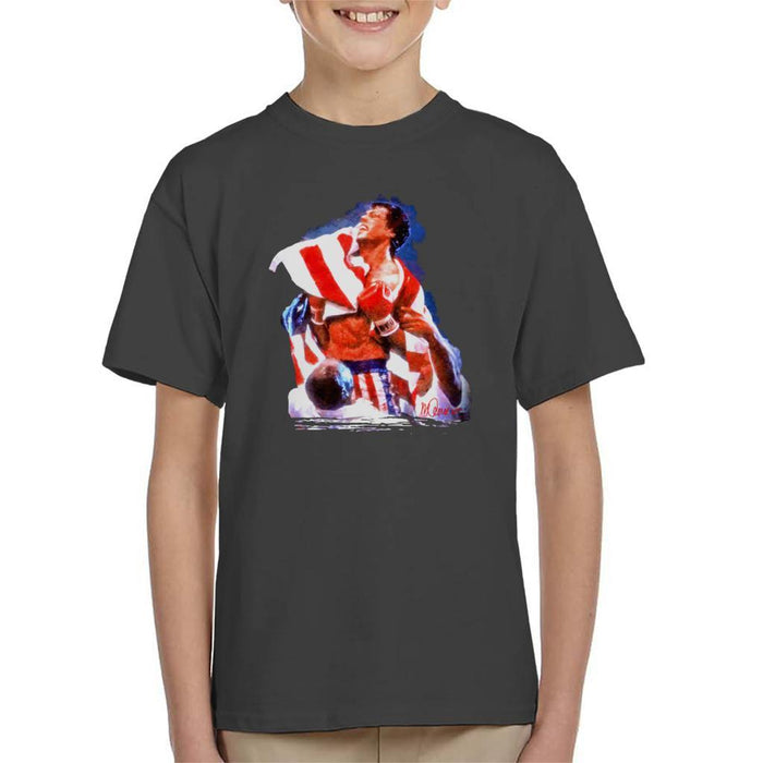 Sidney Maurer Original Portrait Of Sylvester Stallone Rocky IV Kids T-Shirt - Kids Boys T-Shirt
