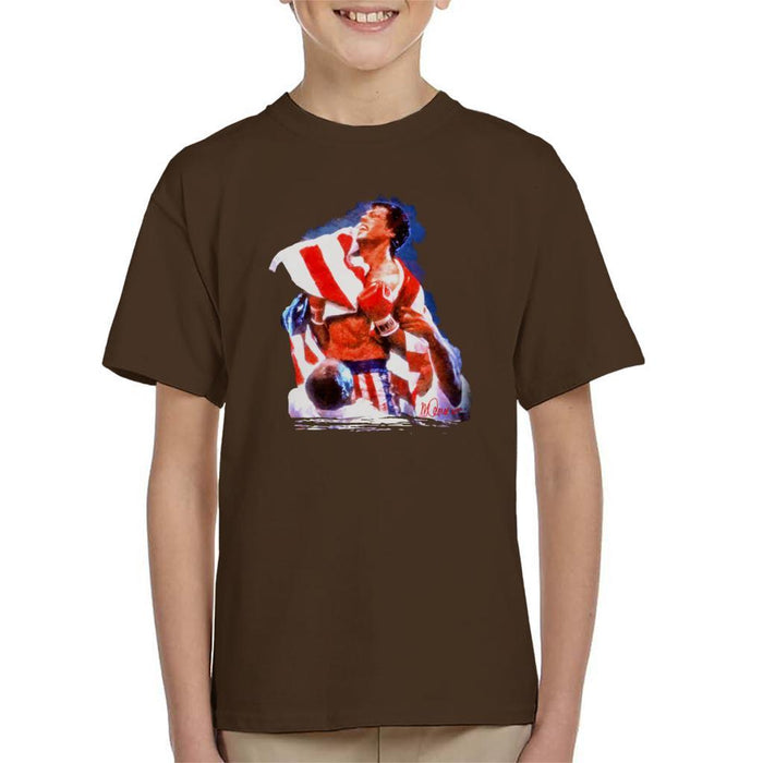 Sidney Maurer Original Portrait Of Sylvester Stallone Rocky IV Kids T-Shirt - Kids Boys T-Shirt