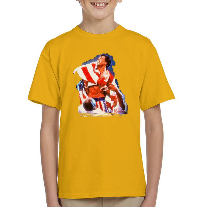 Sidney Maurer Original Portrait Of Sylvester Stallone Rocky IV Kids T-Shirt - Kids Boys T-Shirt