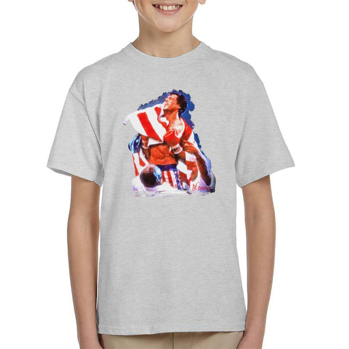Sidney Maurer Original Portrait Of Sylvester Stallone Rocky IV Kids T-Shirt - Kids Boys T-Shirt