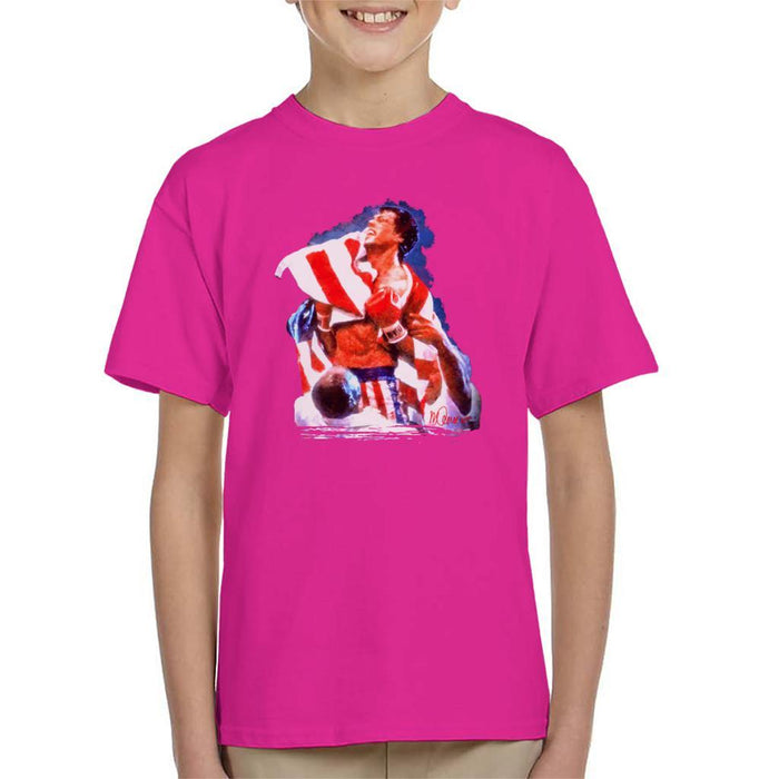 Sidney Maurer Original Portrait Of Sylvester Stallone Rocky IV Kids T-Shirt - Kids Boys T-Shirt