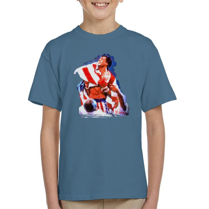 Sidney Maurer Original Portrait Of Sylvester Stallone Rocky IV Kids T-Shirt - Kids Boys T-Shirt