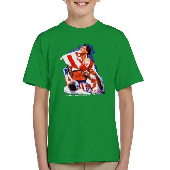 Sidney Maurer Original Portrait Of Sylvester Stallone Rocky IV Kids T-Shirt - Kids Boys T-Shirt