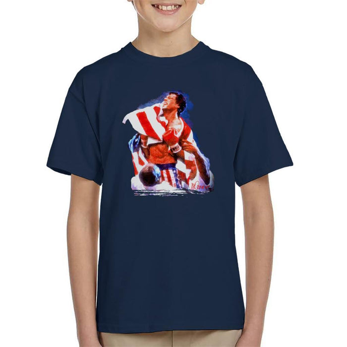 Sidney Maurer Original Portrait Of Sylvester Stallone Rocky IV Kids T-Shirt - Kids Boys T-Shirt