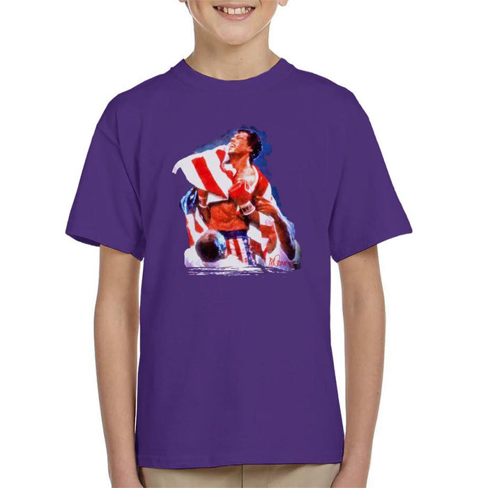 Sidney Maurer Original Portrait Of Sylvester Stallone Rocky IV Kids T-Shirt - Kids Boys T-Shirt