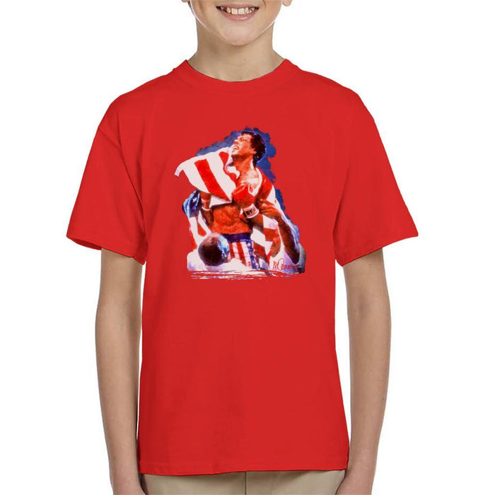 Sidney Maurer Original Portrait Of Sylvester Stallone Rocky IV Kids T-Shirt - Kids Boys T-Shirt