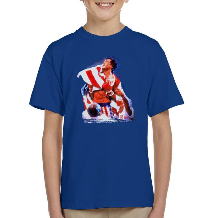 Sidney Maurer Original Portrait Of Sylvester Stallone Rocky IV Kids T-Shirt - Kids Boys T-Shirt