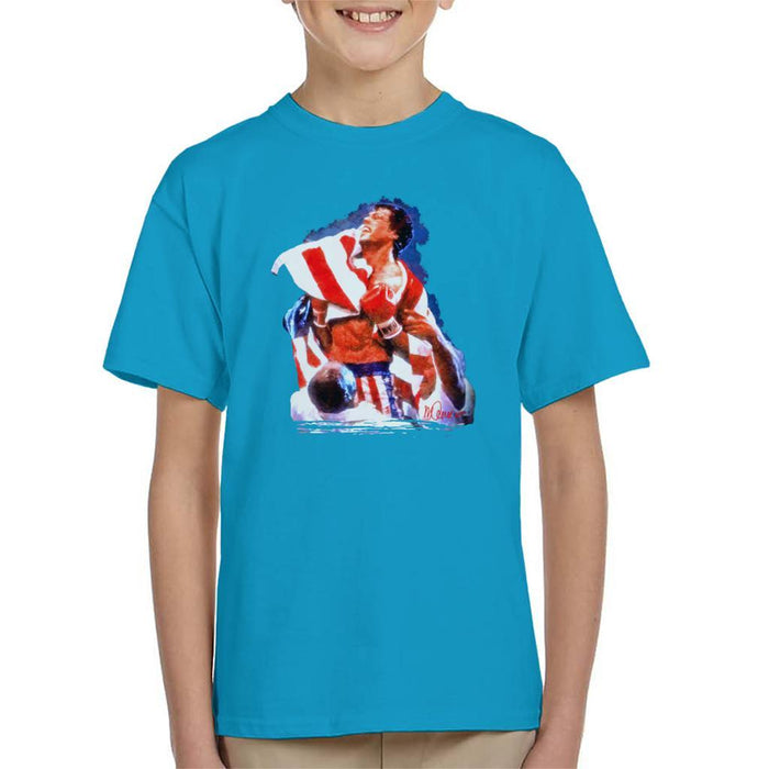 Sidney Maurer Original Portrait Of Sylvester Stallone Rocky IV Kids T-Shirt - Kids Boys T-Shirt