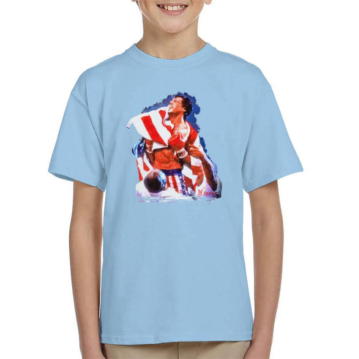 Sidney Maurer Original Portrait Of Sylvester Stallone Rocky IV Kids T-Shirt - Kids Boys T-Shirt